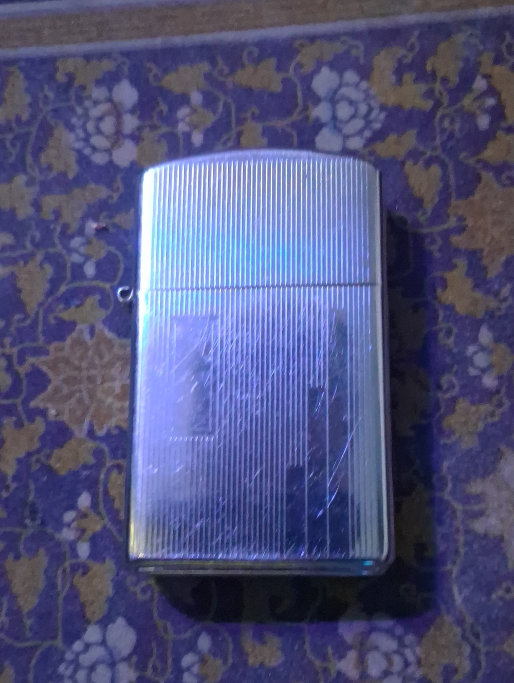 Silver Metal Pocket Lighter - Sleek Striped Finish